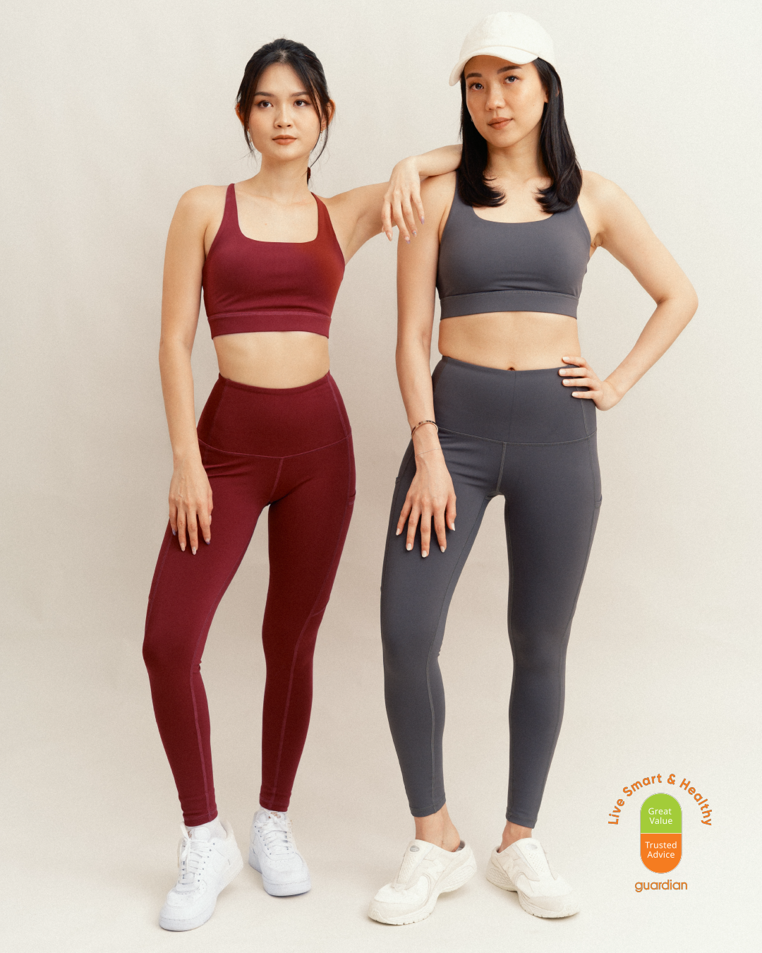 Velocity II Leggings in Burgundy (waist band) (25.5” inseam)