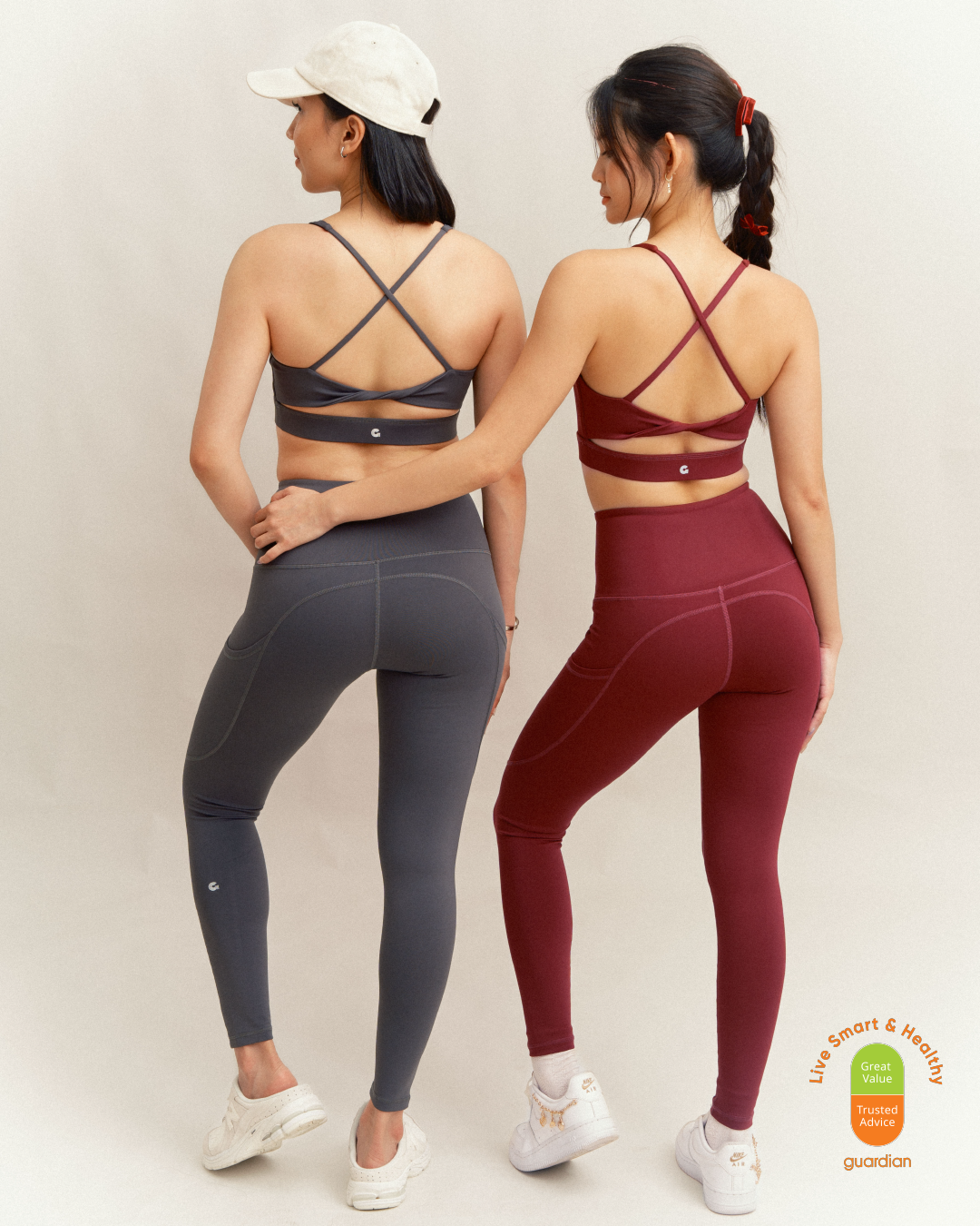 Velocity II Leggings in Burgundy (waist band) (25.5” inseam)