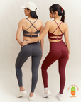 Velocity II Leggings in Burgundy (waist band) (25.5” inseam)