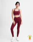 Velocity II Leggings in Burgundy (waist band) (25.5” inseam)