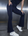 High Rise Flared Pants in Dark Navy