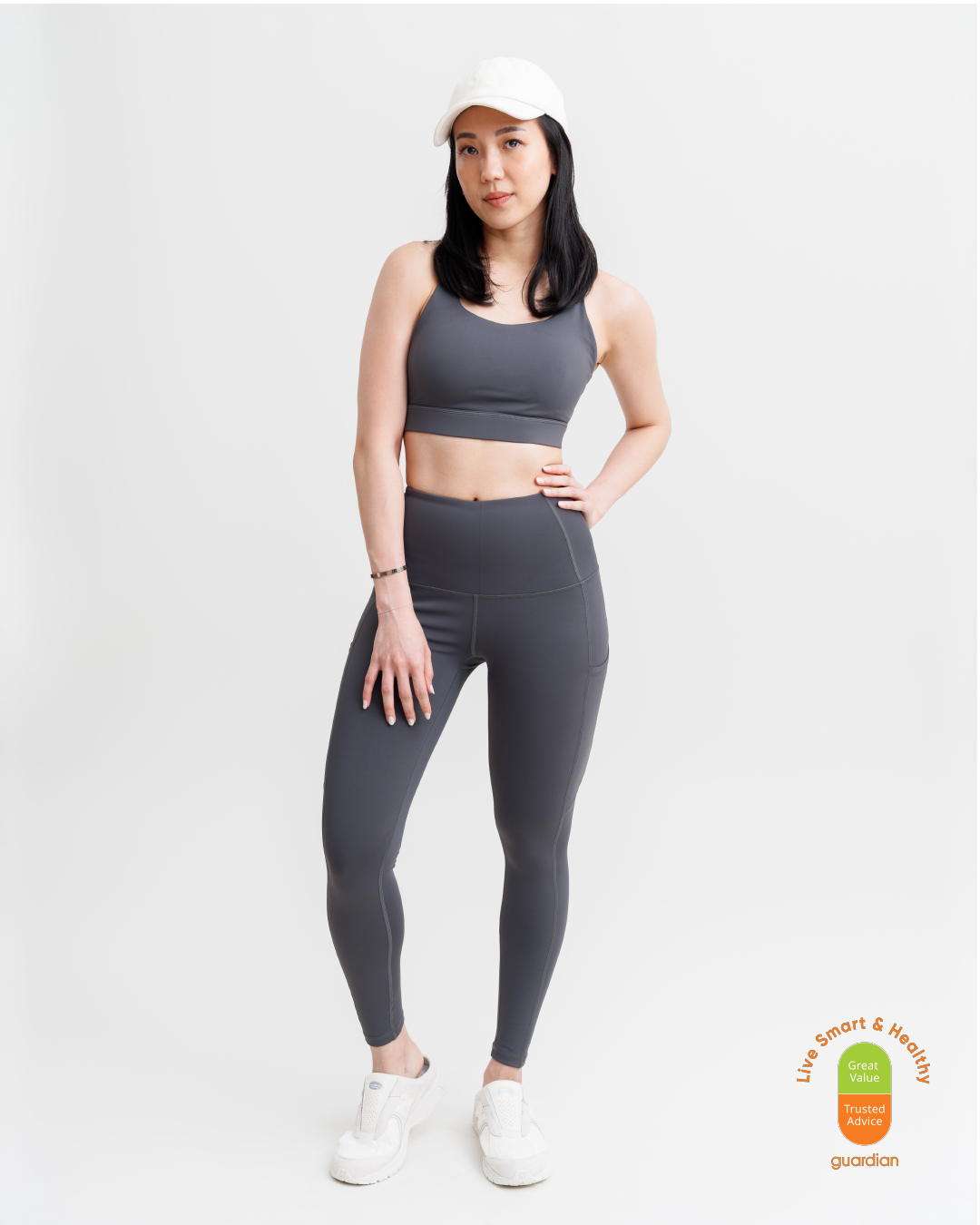 Velocity II Leggings in Grey (waist band) (25.5” inseam)