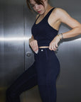 High Rise Flared Pants in Dark Navy