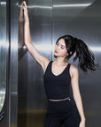 Y-Back Tank Top in Black