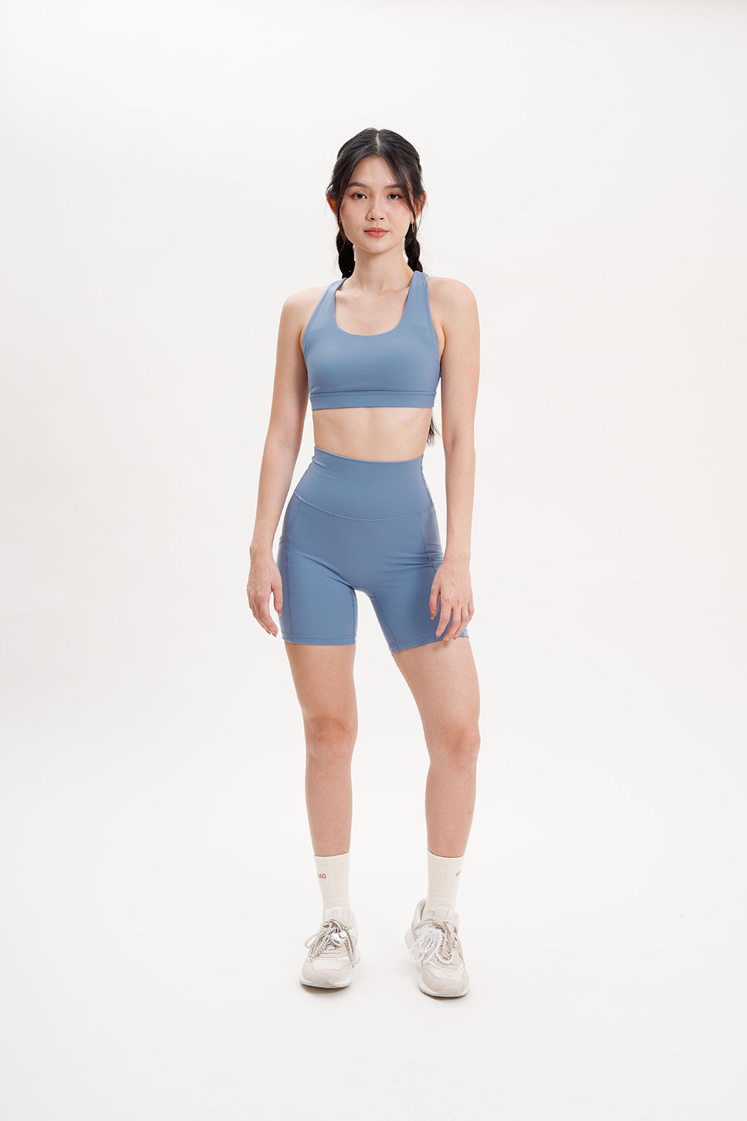 Empower Biker Shorts in Steel Blue (inseams 6")