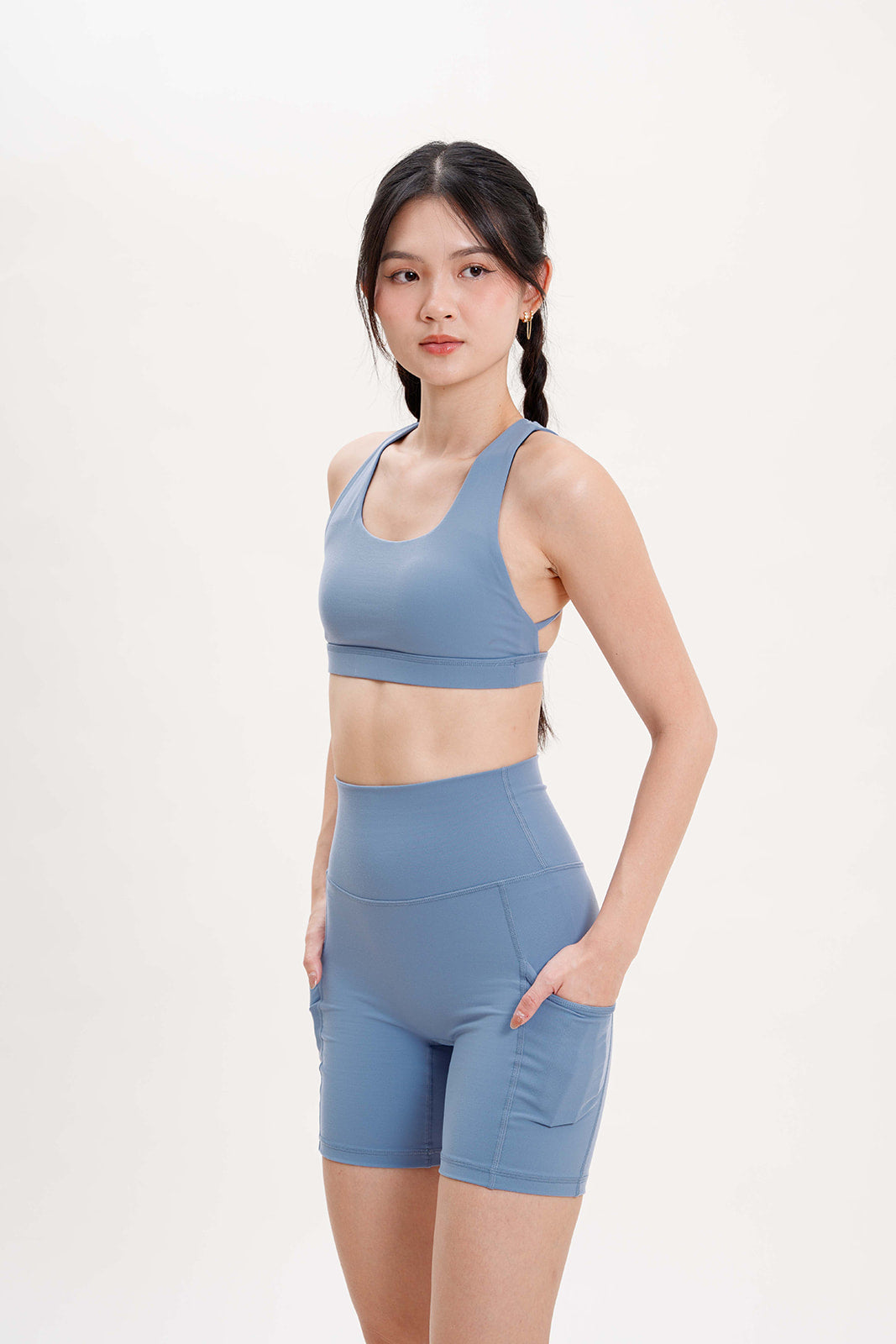 Empower Biker Shorts in Steel Blue (inseams 6")