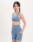 Empower Biker Shorts in Steel Blue (inseams 6")