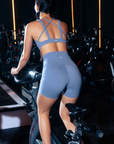 Empower Biker Shorts in Steel Blue (inseams 6")