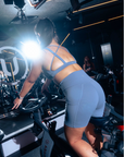 Empower Biker Shorts in Steel Blue (inseams 6")