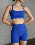 Gym Scrunch Shorts in Cobalt Blue