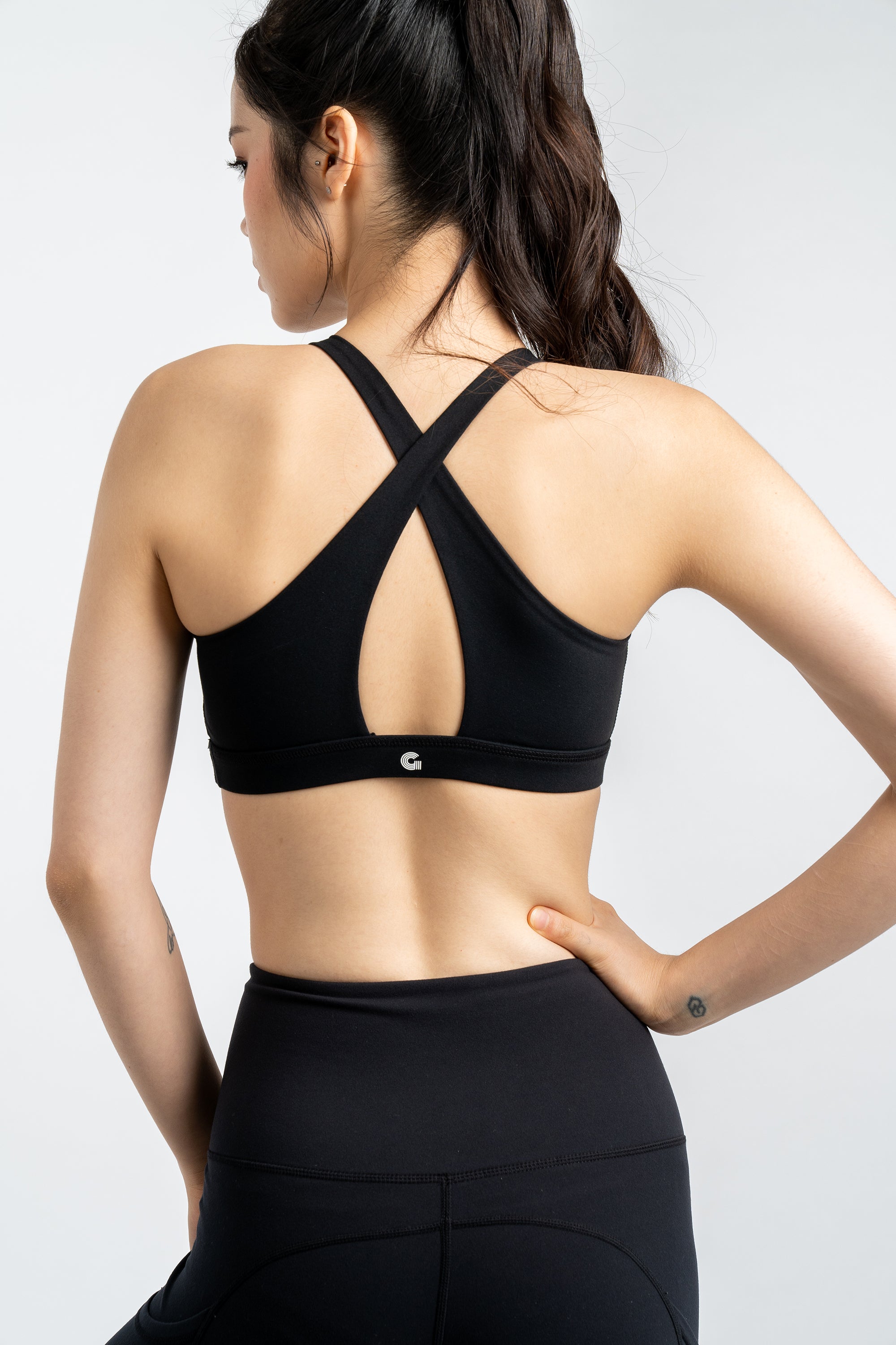Gym Squad Active Power Up X-Back Bra in Jet Black