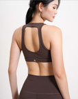 Impact High Neck Bra in Cocoa