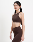 Impact High Neck Bra in Cocoa